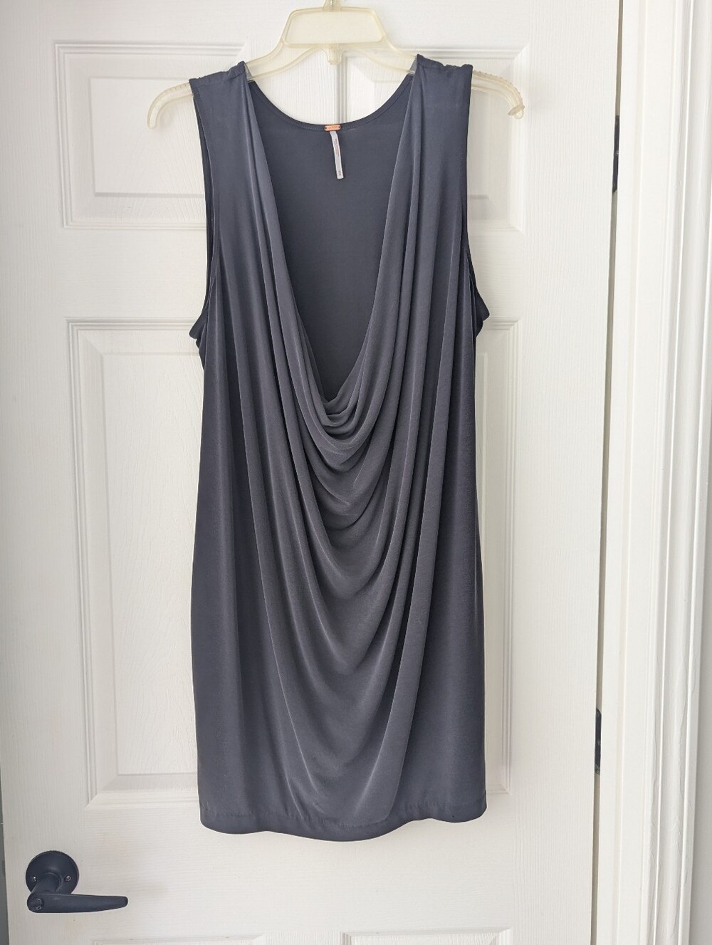 Free People Draped Sleeveless Shift Dress in Charcoal Gray